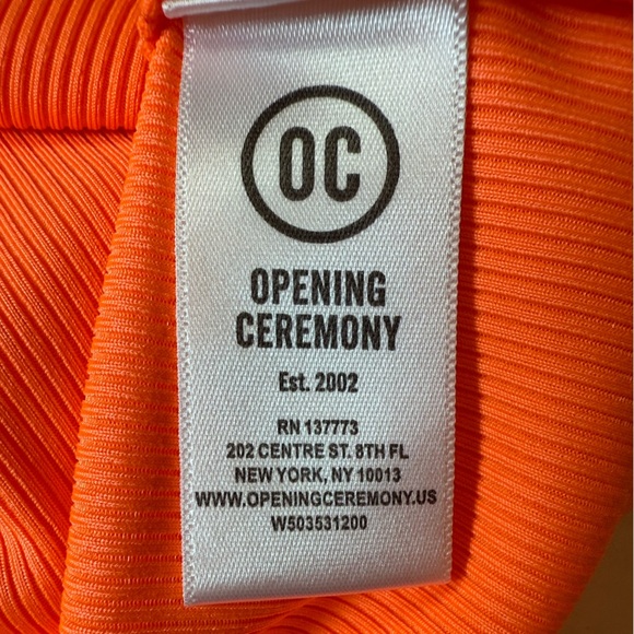 Opening Ceremony Orange Asymmetrical Neck Sleeveless Bodycon Sexy Neon Dress XS - Picture 9 of 12